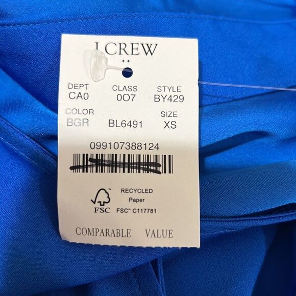 J. Crew factory Sleeveless button-back shell in bright Grotto NWT Size XS - Picture 7 of 10